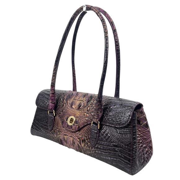 Brahmin Dayan Leather Shoulder Bag Fig Jam Melbourne Purple East West Bag - Picture 7 of 15